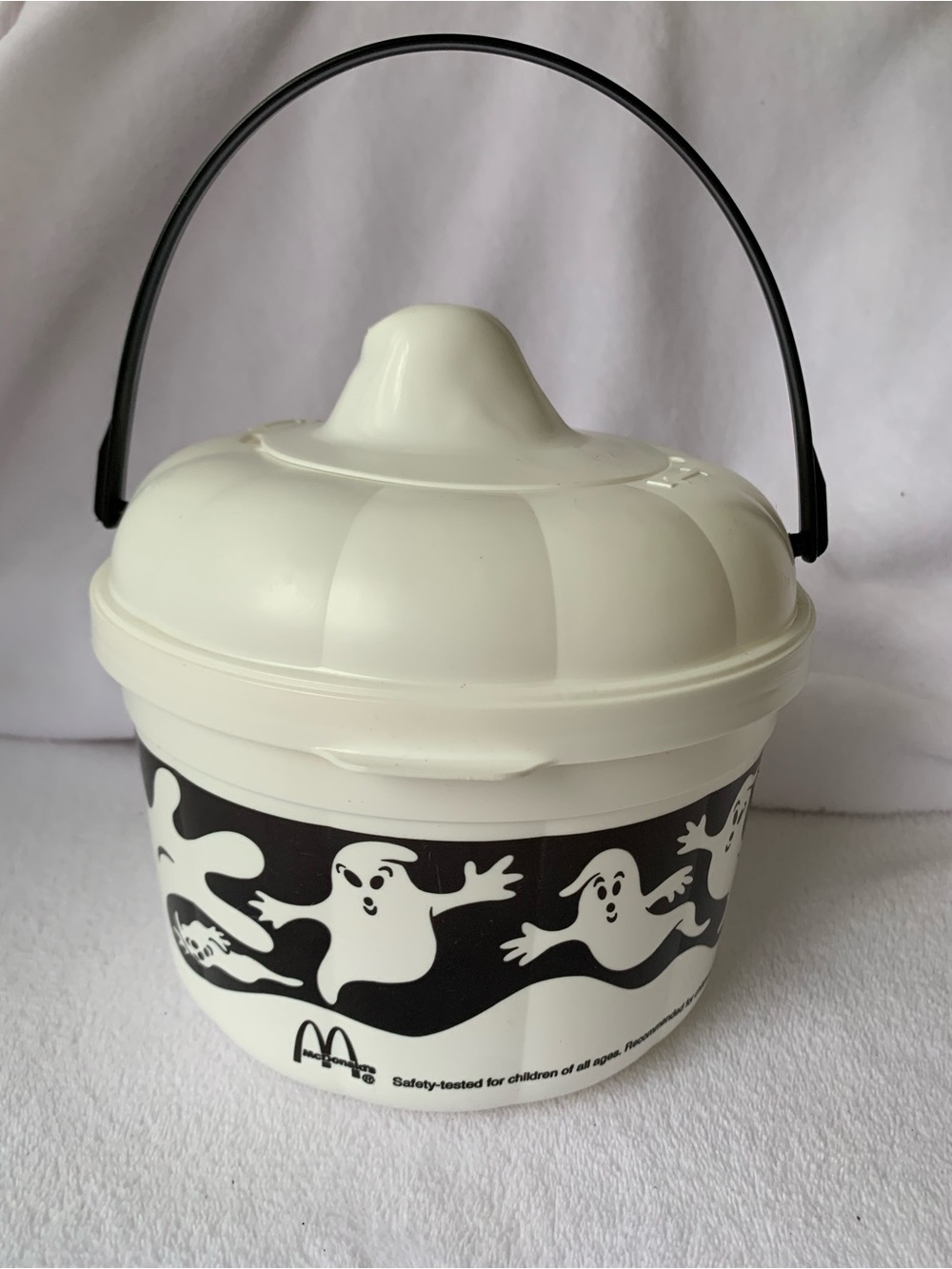 Vintage 1993 McDonald’s Halloween Boo Bucket White Ghost Pumpkin Treat Pail Lid